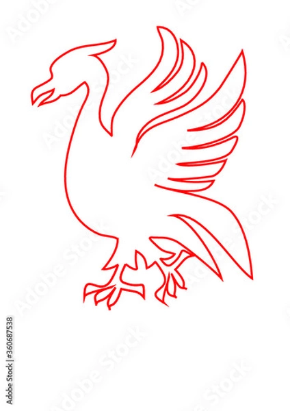 Obraz liver bird red out line