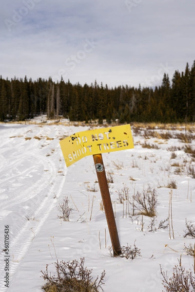 Fototapeta road sign in snow