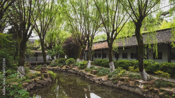Fototapeta Traditional Chinese garden and architecture in South Lake scenic area in Jiaxing, China