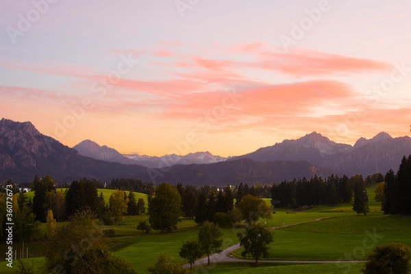 Obraz Alpenpanorama im Abendrot