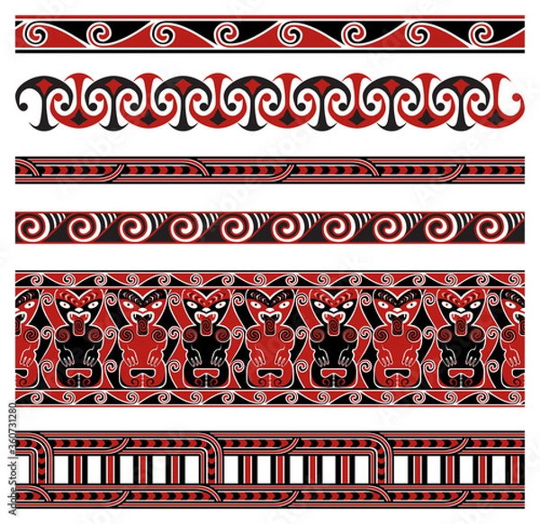 Obraz Maori Traditional Seamless Vector Patterns Set