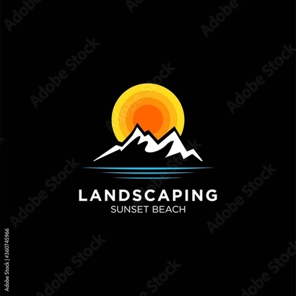 Obraz Sunset With Beach Logo Design