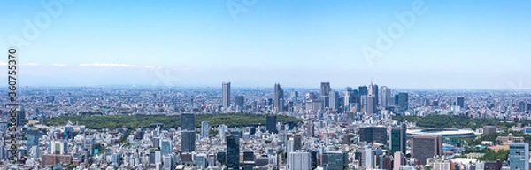 Obraz (東京都-風景パノラマ)青空と新宿方面風景３