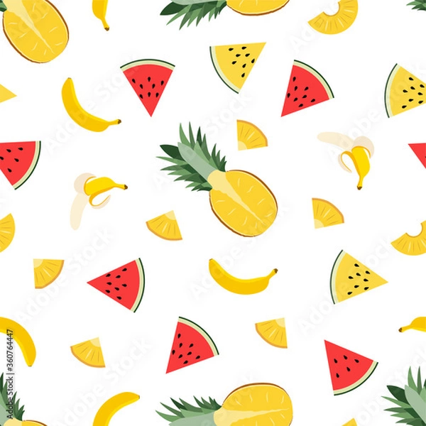 Fototapeta Tropical Pattern with Pineapple, Banana 