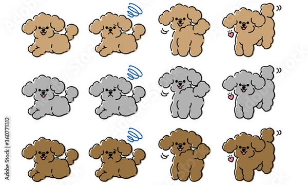 Fototapeta テディベアカットのトイプードル イラストセット（ベクター）
