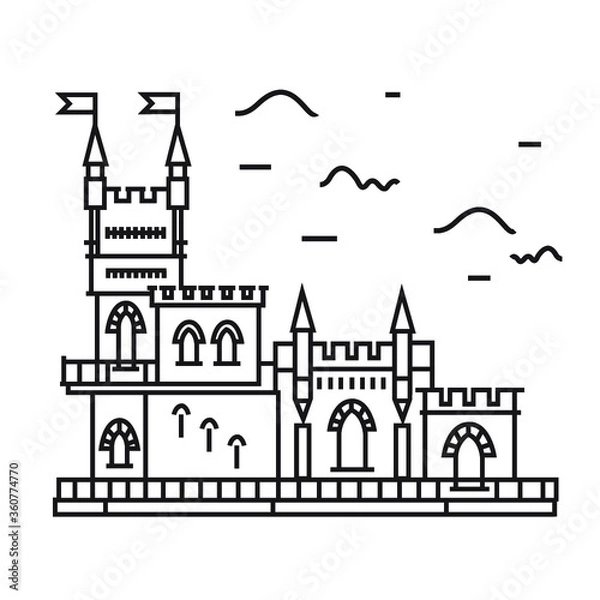 Fototapeta Outline vector ancient castle