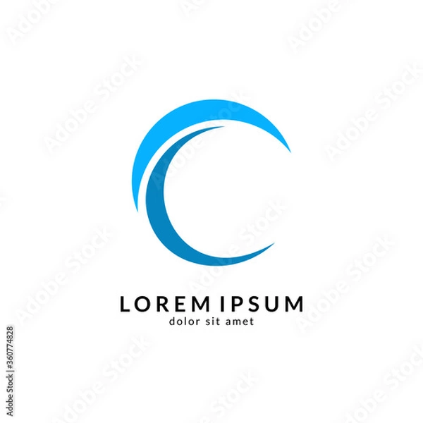 Fototapeta Wave letter c logo vector, c letter mark, initial letter c business name 