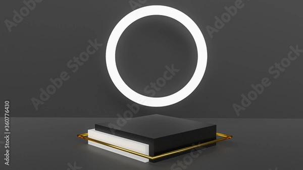 Fototapeta abstract 3d stage, display of geometric background, with Black colors, and minimal style.