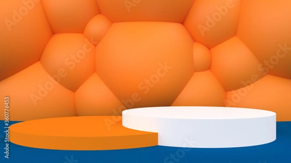 Fototapeta abstract 3d stage, display of geometric background, with Blue And Orange colors, and minimal style.