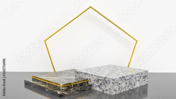 Fototapeta abstract 3d stage, display of geometric background, with Black colors, and minimal style.