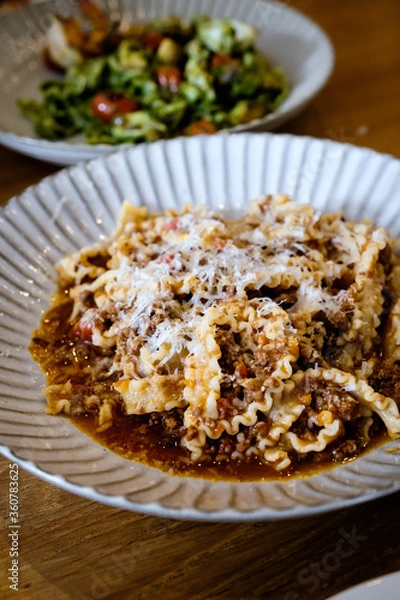 Obraz Reginette pasta with pork Bolognese sauce