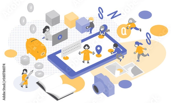 Fototapeta スマートフォンを楽しむ人々