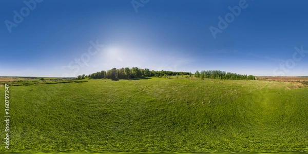 Fototapeta Clear sky environment map of summer weather. Full 360 Degree Aerial Panorama in equirectangular equidistant projection for VR AR content.