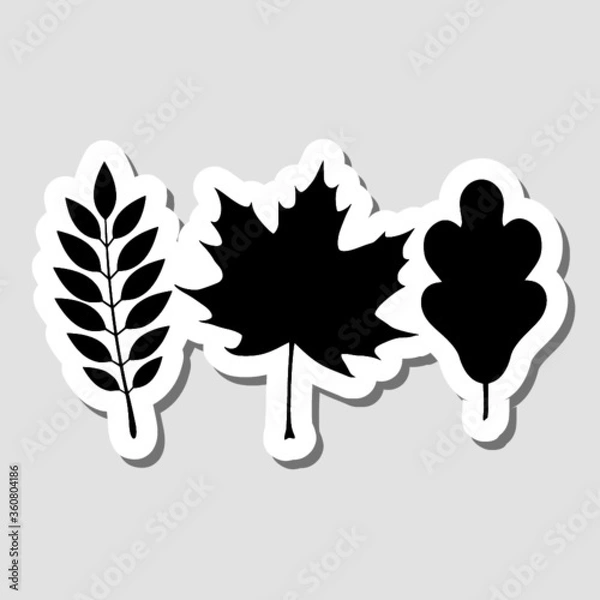 Obraz Leaf sticker Icon isolated on gray background