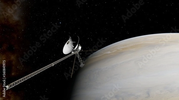 Obraz Voyager satellite in deep space, artificial satellite in space, Voyager abroad the solar system 3d render