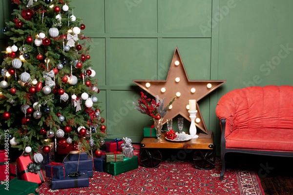 Fototapeta christmas tree with star