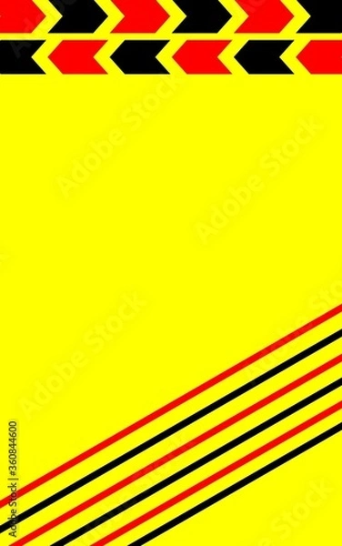 Fototapeta yellow vertical background with black and red arrows and lines