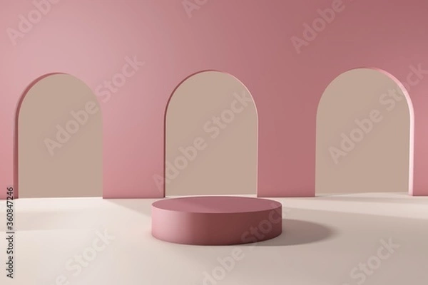 Fototapeta 3d render, Archway, Cosmetic background for product presentation, fashion product interior
