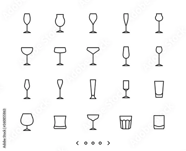Obraz glassware line icon set vector