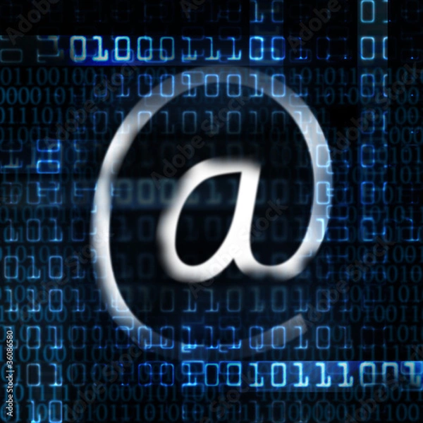 Obraz electronic mail and binary code