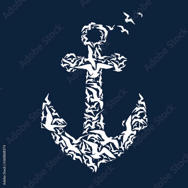 Obraz Vector anchor on black background