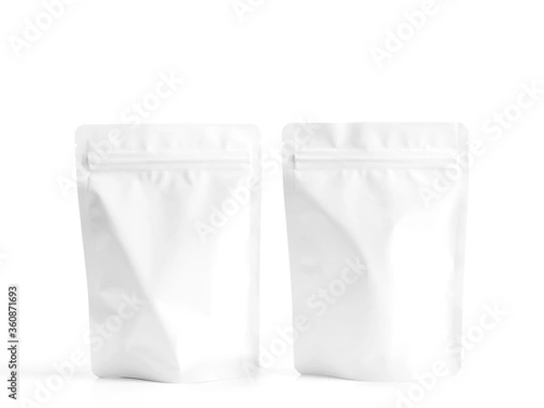 Obraz White zipper bag for food snack packaging.