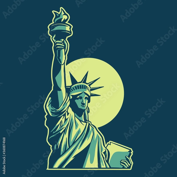 Obraz liberty statue vector illustration isolated on dark background