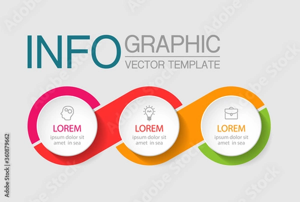 Fototapeta Vector infographic template with 3 steps or options. Data presentation, business concept design for web, brochure, diagram.