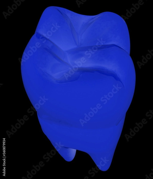 Fototapeta Colorful tooth. 3d illustration. On a black background.