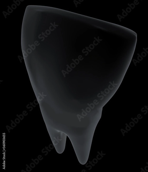 Fototapeta Tooth. 3d illustration. On a black background.