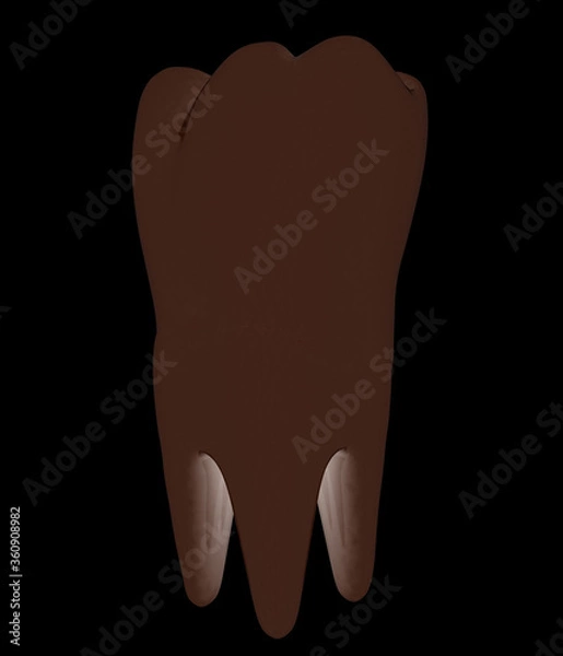 Fototapeta Tooth. 3d illustration. On a black background.