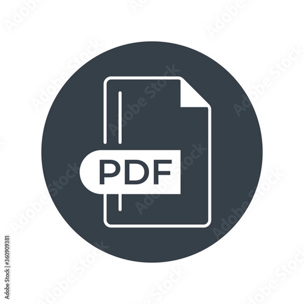 Fototapeta PDF File Format Icon. PDF extension filled icon.