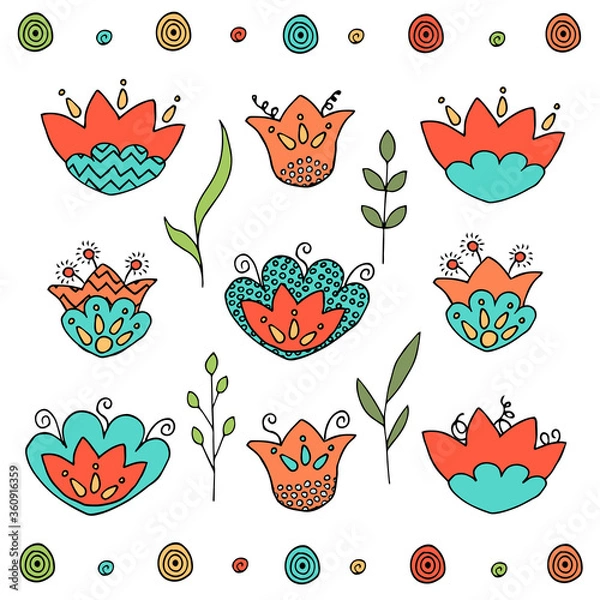 Obraz flowers handmade leaves and decoration filling set