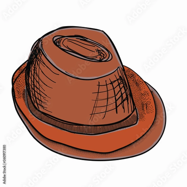 Obraz Brown retro hat sketch drawing