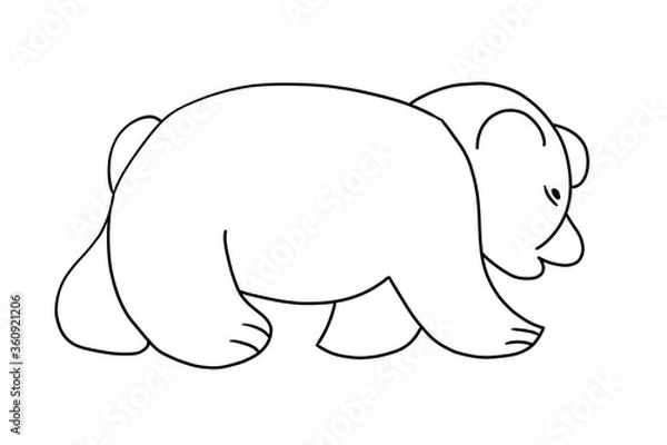 Fototapeta curved lines graphic image of animated cartoon bear as worksheet for preschool tutorial in visual colouring art and development of fine motor skills  illustration based on ovals geometric shape