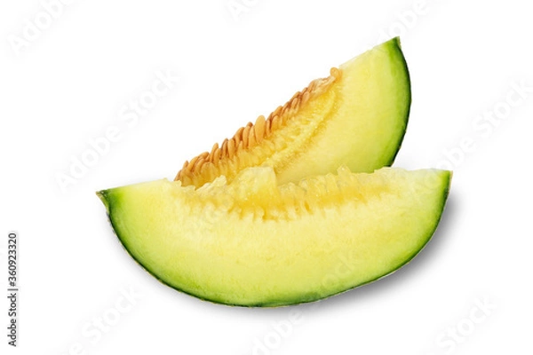 Fototapeta Melon,cantaloupe slices isolated on white background. This has clipping path. 