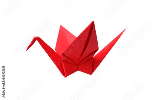 Obraz Red origami crane isolated on white