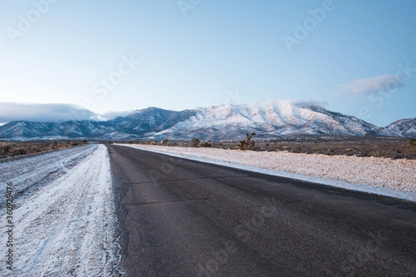 Obraz asphalt road in winter landscape