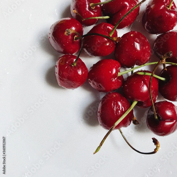 Obraz cherries on a white background
