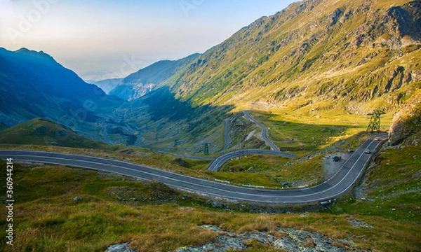 Obraz A beautiful landscape with the Transfagarasan Road. A famous sky and a light effect.