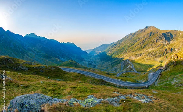 Obraz A beautiful landscape with the Transfagarasan Road. A famous sky