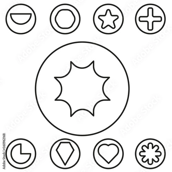Fototapeta Basic shape set outline vector illustration in the circle