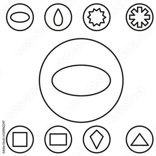 Obraz Basic shape set outline vector illustration in the circle