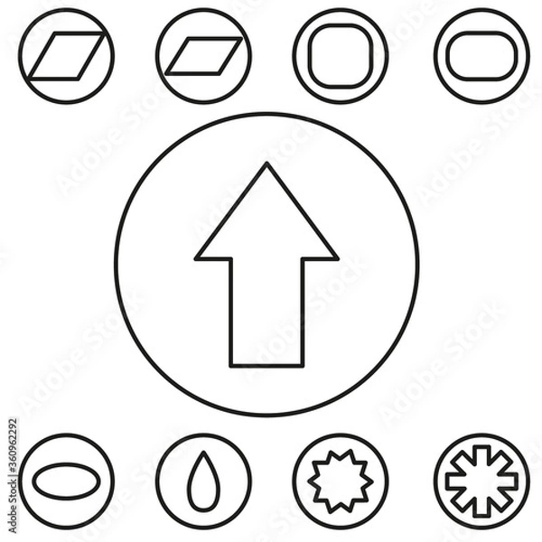 Fototapeta Basic shape set outline vector illustration in the circle