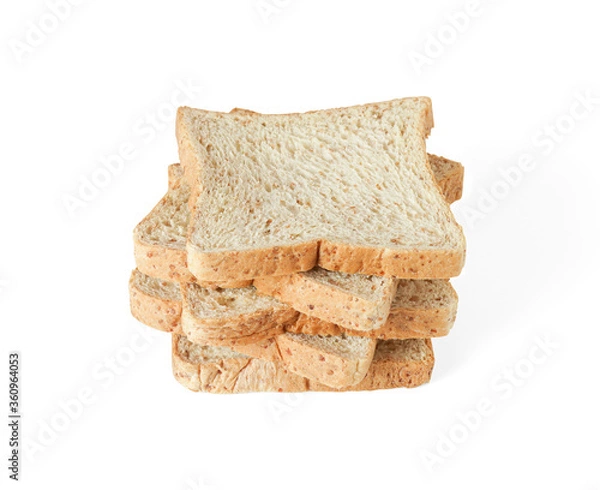 Obraz Whole Wheat sliced bread isolated on a white background with clipping path.