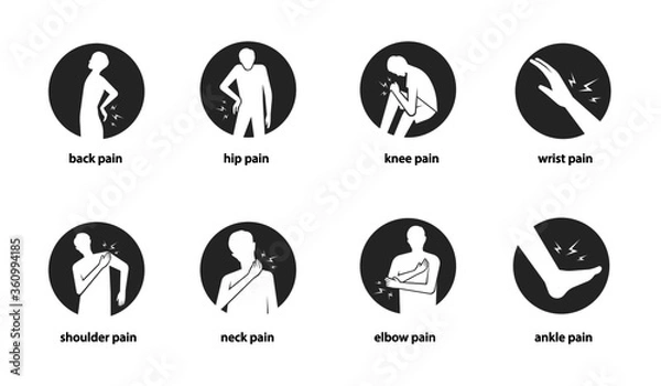 Obraz human body pain icon set