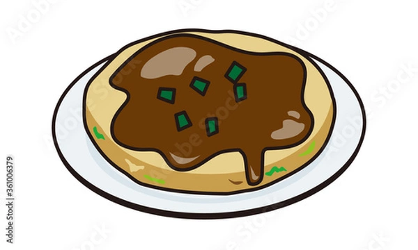 Fototapeta お皿に乗ったお好み焼き