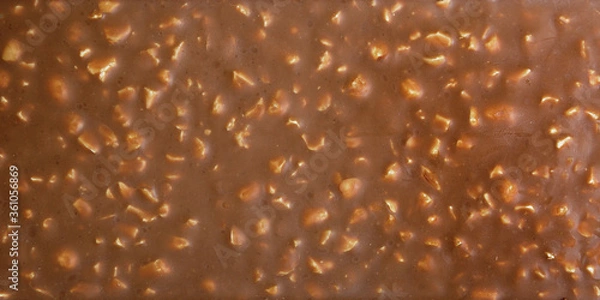 Fototapeta Background texture banner made of chocolate bars with nuts. The concept of harmful sweet food and diet. The concept of sweets for dessert.