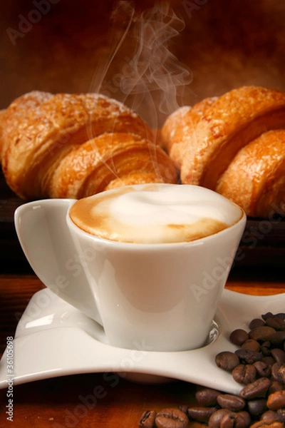 Obraz Buon risveglio con cappuccino e brioches calde