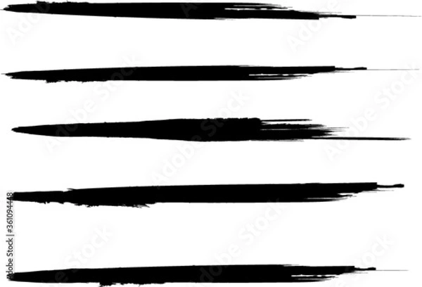 Fototapeta Grunge Paint Roller . Vector brush Stroke . Distressed banner . Black stripes isolated. paintbrush collection . Modern Textured shape . Dry border in Black . Bulge lines